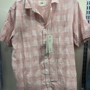 Folk Men's Casual Pink Checkered Shirt